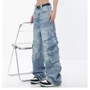 Nueva Llegada, Jeans Holgados Personalizados para Mujer, 100% Algodón, Estilo Y2K, Pantalones Cargo con Múltiples Bolsillos, Denim para Mujer - Product Image 4
