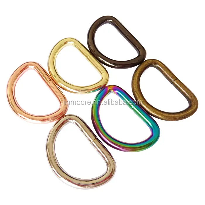 6 Finishes Colored Metal D-Rings D Ring Loop Buckle For Bag Backpack