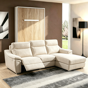 Modern Fabric Fabric Living Room Grey L Shape Power Reclining Sectional with Chaise Set - Product Image 4