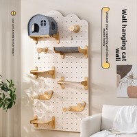 Arbre à chat mural en bois, panneau perforé pour l'escalade murale des chats, accessoires, panneau en bois perforé, ensemble combiné lit pour chat Freedom