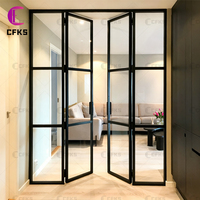 Porte d'entrée double en fer forgé noir, décorative, en métal, avec bonne étanchéité, pour patio, cour, entrée