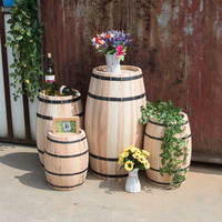 Baril de chêne naturel 50cm décor de baril de vin de bière en bois couleur de baril de vin rouge pour les expositions de bar seaux à glace de fête bacs à boissons