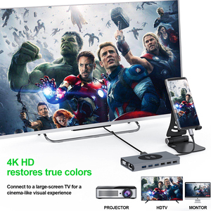 Estación de acoplamiento 15 en 1 para ordenador portátil, Conector de expansión tipo c a HDMI VGA USB 3,0 SD RJ45 PD 3,5mm Audio todo en uno HDD
