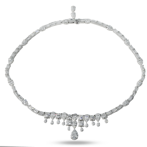 Collier Pendentif en Or Blanc 18 carats avec Émeraude et Diamant en Forme de Poire, Bijou de Créateur pour Occasions Spéciales – Offre Spéciale - Product Image 3