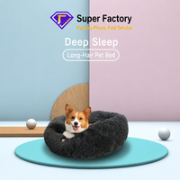 Coussin pour chien et chat en forme de beignet, en tissu pelucheux semblable à la laine, avec housse amovible lavable, chaud toute l'année, tapis pour animaux de compagnie