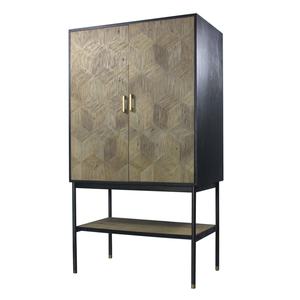 Meubles de salon : Armoires de rangement à vin en bois massif, style antique, en kit (KD) - Product Image 2