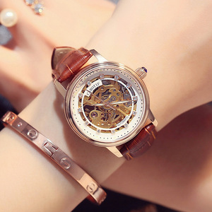 Reloj Mecánico CAROTIF <span class=keywords><strong>1008</strong></span> para Mujer, Personalizable, con Correa de Cuero Ecológico, Tourbillon, Esqueleto, Bajo MOQ, Estilo Casual y de Negocios - Product Image 2