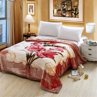 Luxe 2 plis coréen vison imprimé Raschel tricoté jeter couverture chaud doux fausse fourrure pour l'hiver taille de lit Double