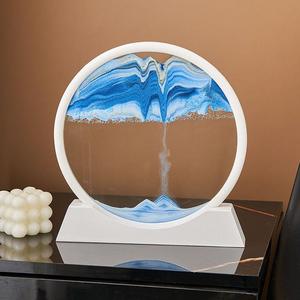 Sable <span class=keywords><strong>dynamique</strong></span> de haute qualité, art liquide, paysage de montagne 3D en verre rond, horloge de sable pour la décoration de la maison, du bureau ou du bureau à domicile - Product Image 3