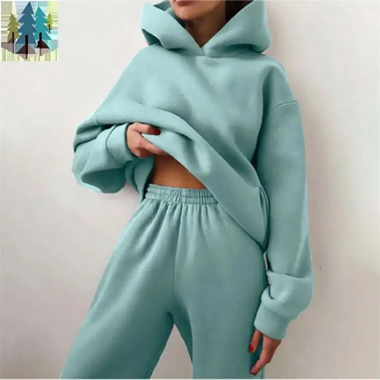 Anzug Herbst und Pullover Hose zwei Winter Frauen lässig verdickt JYHS7 Damen Sets Langarm Stück