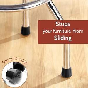 Embouts de pieds de chaise en caoutchouc Coussinets de protection réutilisables de 22mm avec design rond noir antidérapant - Product Image 4