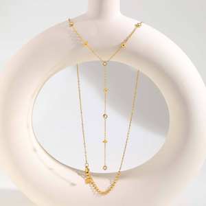 Mode Edelstahl Schmuck 18 Karat vergoldet Herz Kreuz Schmetterling Vier blatt Klee Zirkon Sexy Halsreif Y Lariat Halskette - Product Image 5