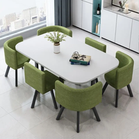 Table à manger moderne de luxe en acier inoxydable doré avec plateau en marbre pour salle à manger, ensemble de table à manger