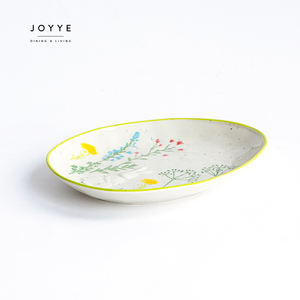 JOYYE จานเซรามิกและจานลายดอกไม้,จานเซรามิกสำหรับอาหารเย็นจานเล็กน่ารักลายดอกไม้ทำด้วยมือปั๊มนูน - Product Image 2