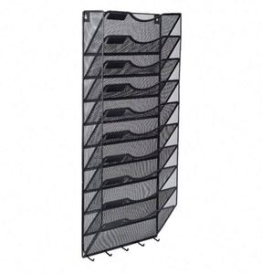 10-Tier Wall Mounted Hanging File Organizer Magazine Rack Metal <b>Mesh</b> Wall File Holder Organizer - Product Image 5
