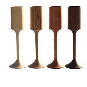 Ensemble de 2 verres à vin en bois modernes, faits à la main, de haute qualité, écologiques, avec mélamine et poterie, pour les cocktails et les fêtes - Product Image 5