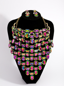 Conjunto de Joyería de Lujo Exagerado para Mujer, Gargantilla en Capas y Pendientes Colgantes, Accesorios para Fiesta, Boda, Eventos Formales - Product Image 5