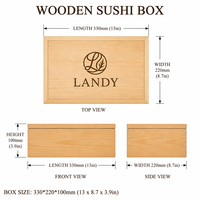 Plateau à sushi japonais en bois avec couvercle, rectangulaire, en bois massif, pour restaurant, hôtel, barbecue, boîte de service pour viande