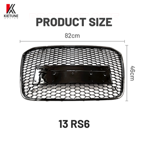 Griglia Frontale Stile RS6 in ABS <span class=keywords><strong>Nero</strong></span> Lucido per <span class=keywords><strong>Audi</strong></span> A6 C7 2010-2014, <span class=keywords><strong>Logo</strong></span> Personalizzabile, Vendita all'Ingrosso - Product Image 3
