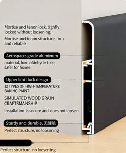 Zócalo de Aleación de Aluminio Ultrafino y Extremadamente Estrecho, Estilo Crema, Sin Necesidad de Pegamento, Sin Juntas - Product Image 3