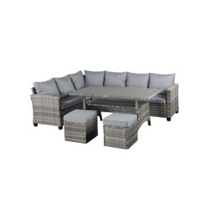 Bequemes Outdoor-Lounge-<span class=keywords><strong>Sofa</strong></span>-<span class=keywords><strong>Set</strong></span> Stilvolle Terrassen-Essgruppe aus Korbgeflecht im Angebot Luxuriöse Rattan-Gartenmöbel für Villen aus Stahl - Product Image 5