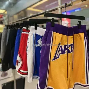 2022 Newest Just don US America size Men Breathable Vintage NBAA Pocket Embroidered Basketball Shorts