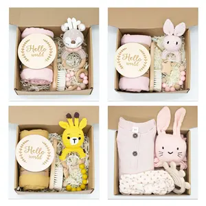 Madeira Brinquedo Teething Baby Shower Bundle Newborn Gift Set, Gênero Neutro Gift Set