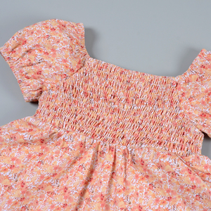 Nouveau été princesse robe florale et barboteuse ensemble pour filles smocks bulle manches conception pour soeurs petites filles ensemble de vêtements - Product Image 3