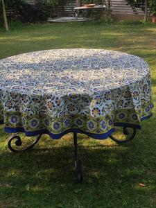 Natural Hand Block Print <b>Round</b> Tablecloh Hand Block Print Sheeting Fabric <b>Table</b> Wear 8 Seater <b>Tablecloth</b> With Border All <b>Round</b> - Product Image 6