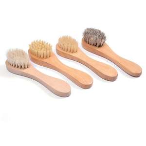 <span class=keywords><strong>Brosse</strong></span> de nettoyage du <span class=keywords><strong>visage</strong></span> en poils de chèvre doux en bois de hêtre naturel écologique personnalisée en usine - Product Image 4