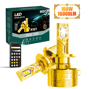 Redsea Tùy chỉnh công suất cao điều khiển từ xa Bóng đèn <span class=keywords><strong>Led</strong></span> Đèn Pha ứng dụng 40000lm xe H7 H4 ứng dụng điều khiển thay đổi màu sắc <span class=keywords><strong>Led</strong></span> Đèn Pha - Product Image 1