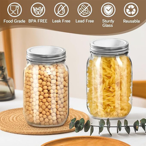 Barattoli Mason in <span class=keywords><strong>Vetro</strong></span> a Bocca Larga da 5oz, 8oz, 12oz, 16oz, 25oz, 33oz con Coperchio, Contenitori Ermetici per Sottaceti e Conserve - Product Image 6