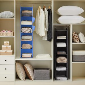 Organisateur de placard suspendu à 6 étagères bleues pour rangement derrière les portes et sur les murs, en tissu non tissé pour un rangement bien organisé - Product Image 2