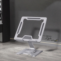 Support de Bureau Ajustable en Aluminium Entièrement Métallique avec Refroidissement Évidé et Rotation à 360 Degrés pour Ordinateur, Tablette et Visionnage Confortable