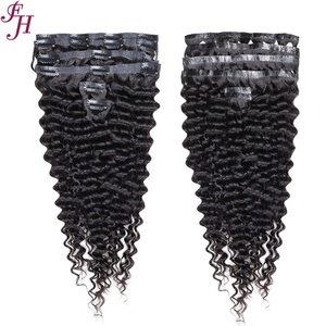 ผมต่อแบบคลิป FH Natural Brazilian Hair 6 ชิ้น 1 ชุด ผมแท้จากบราซิล  จัดเรียงเกล็ดผม  ลอนลึก  ต่อแบบไร้รอยต่อ - Product Image 1