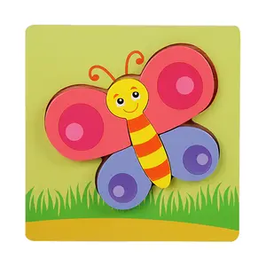 Aangepaste Dieren Houten Puzzels Kids Montessori Spel Assemblage Kinderen Leren Educatief Speelgoed Hout 3d Legpuzzel