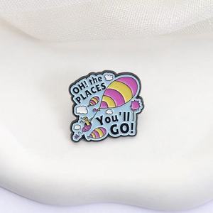 Broche en métal moulé en forme de ballon de dessin animé, thème de guérison, inspirée de Seuss, '<span class=keywords><strong>Oh</strong></span>, les endroits où tu iras', pour la remise des diplômes - Product Image 4