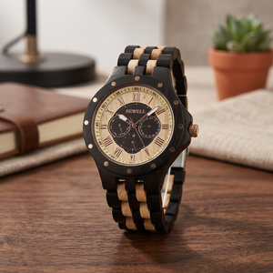 Reloj de Lujo de Madera con Movimiento Citizen, Cronógrafo, Último Modelo, Esfera con Agujas y Cristal - Product Image 3