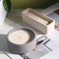 Pot à bougie en ciment à texture mate poreuse, forme multiple, récipient en béton pour bougie parfumée, décoration d'intérieur, vente en gros