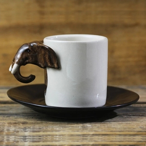 Wholesale <strong>Ceramic</strong> Animal Cup Cartoon <strong>Elephant</strong> Mug Hand-<strong>Painted</strong> Porcelain Espresso Coffee Cup with Saucer - Product Image 2