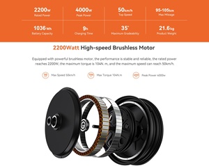 Monociclo Eléctrico con Luz RGB, Batería de 1036 Wh, Motor de 2200 W, Autoequilibrado, Disponible en Stock - Product Image 3