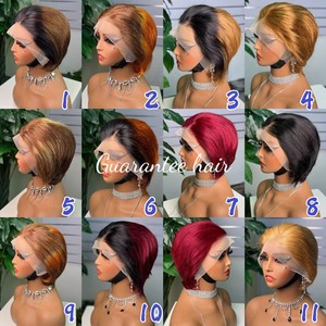 Vente chaude <span class=keywords><strong>prix</strong></span> d'usine 13*4 Pixie perruque bouclée perruque brésilienne vierge Pixiel coupe perruque de cheveux humains - Product Image 1