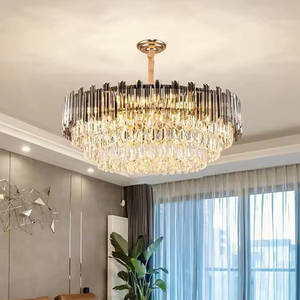 Candelabro redondo de cristal para sala de estar de estilo francés, nuevo posmoderno, de lujo, Villa, restaurante, comedor, lámparas colgantes rectangulares - Product Image 1