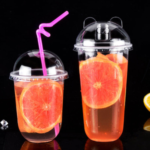 Custom UV Printed Logo 12/16/24 oz PET <b>Plastic</b> Bubble Tea Disposable Takeaway Transparent u shape <b>Cup</b> with Lids for Ice Coffee - Product Image 3