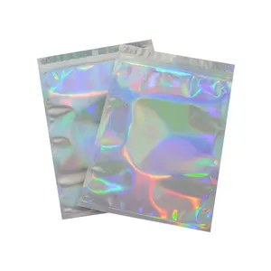 Um Lado Transparente Holográfico Ziplock Embalagem Pequeno Zipper Lock Mylar Holograma Sacos