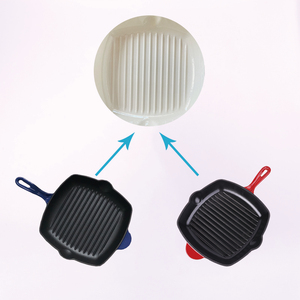 Poêle à griller en <span class=keywords><strong>fonte</strong></span> <span class=keywords><strong>émaillée</strong></span> de 27 cm, poêle à frire pour steak, wok à viande rayé, adapté à divers types de cuisinières - Product Image 3