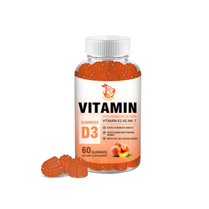 Vente en gros usine : Gommes de vitamine D3 pour adultes, 60 unités, avec fibres alimentaires et protéines, favorisant la fonction musculaire, gommes naturelles à base de plantes - Product Image 1