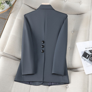 Women's Blazer Solid Color Polyester Worsted Double Breasted With Pockets Spring Autumn 2025 New Style - Product Image 4