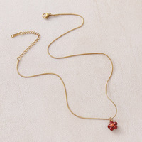 Liontin Bunga Merah Stainless Steel Custom, Perhiasan Wanita, Kalung Bunga Enamel Mewah, Kalung Wanita Cantik yang Dipersonalisasi