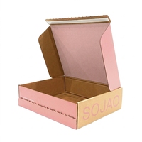 Boîte d'emballage personnalisée en matériaux recyclés écologiques avec fermeture éclair, carton rose réutilisable à ouverture facile pour vêtements et cadeaux